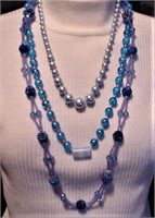 lot of 3 Vintage Blue & Aqua Necklaces