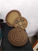 3 vintage plate type baskets