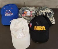 Lot of 5 Nice Ball Caps. BSU, Military & NRA