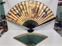 2 Large Folding Decorative Fans