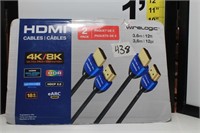 New HDMI cords, 2 pack 12 ft long