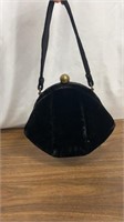 Vintage Black Velvet Clutch Bag