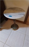 Marble and brass side table 15x18
