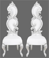 Fantasy Rococo Silvered Wood Dining Chairs, 2