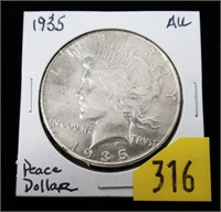1935 Peace dollar, AU