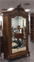 LARGE FRENCH DECORATIVE WALNUT ANTIQUE ARMOIRE
