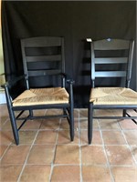 Mr & Mrs Wood & Rush Seat Chairs