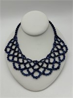 Sterling Silver Blue Lapis BIB Style Necklace