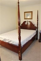 queen size rice carved cherry finish pediment bed