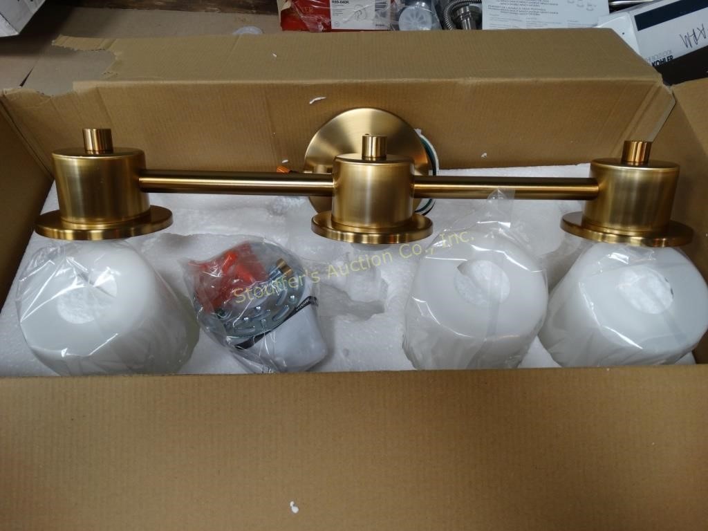 Moen three globe lighting fixture, brushed gold,