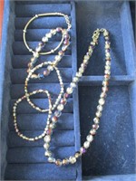 Beaded choker necklace & 4 bracelets