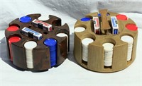 2 Poker Chip Holders with Chips