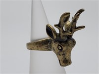 Vintage Bronze Elk Ring