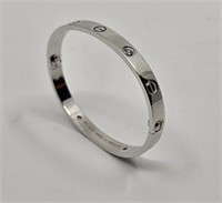 CARTIER 18K White Gold LOVE Bracelet with 4 diamos