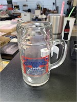 Large glass Budweiser mug