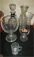 Clear Glass Hurricane Glass, Shot Glass, Decanter