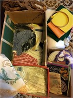 Box of Fabric & Asst Related Items