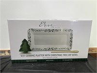 Elise 12.5" Ceramic Platter with Christmas Tree