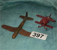 Lot of 2 Home Made Metal Airplans
