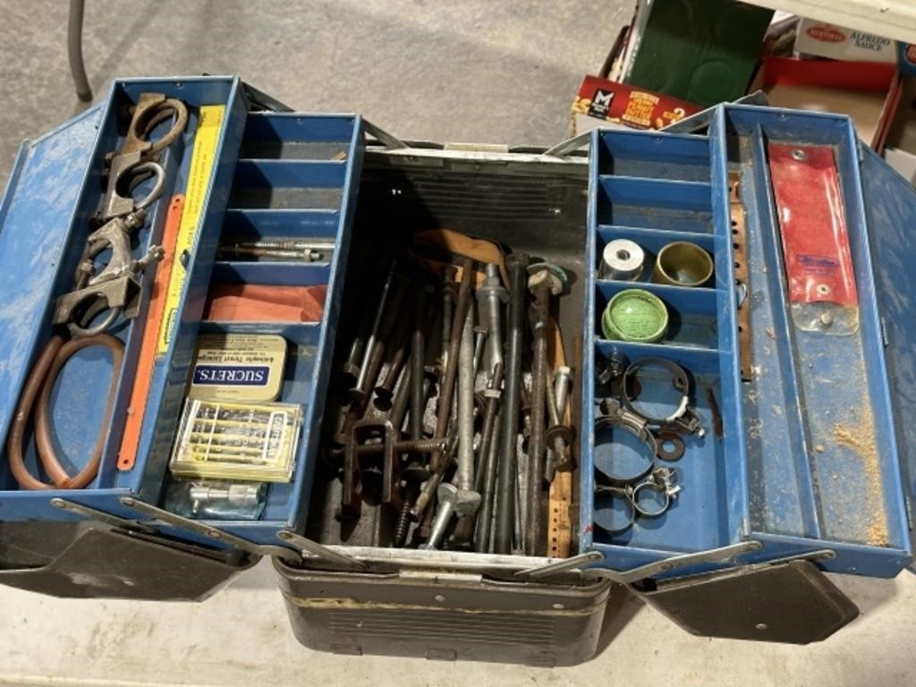 CANTILEVER TOOL BOX W/ VARIOUS HARDWARE