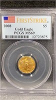 GOLD: 2008 $5 American Gold Eagle PCGS MS69