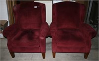 2 RED PADDED RECLINING CHAIRS