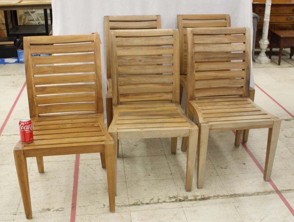 5 Teak Chairs, 2 Need Tightening