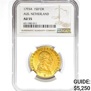 1793A Netherland .33oz. Gold Souverain D'or NGC