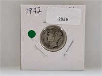 1942 90% Silv Mercury Dime