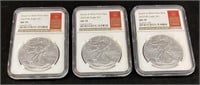 (3) 2022 SILVER AMERICAN EAGLES WEST POINT MINT