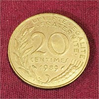 1989 France 20 Cent Coin