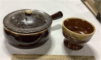 Handled soup crock and crock bowl