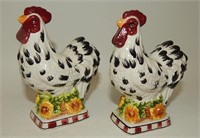 Black & White Chickens Sunflowers Country Checked