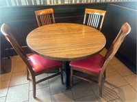 Round Wood Table with 4 Matching Chairs