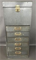 Vintage Metal 6 Drawer File Cabinet Acorn Style