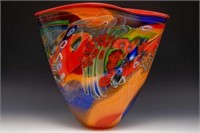 00Wes Hunting Signed Color Field Art Glass Vase.