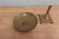 Brass bowl and candle Stick