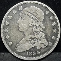 1834 Capped Bust Silver Quarter, Nice Coin!