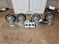 4" casters on 4 x 4.5" plate