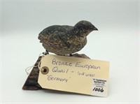 Metal Bronze European Quail Inkwell