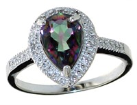Pear Cut Mystic Topaz & Diamond Ring
