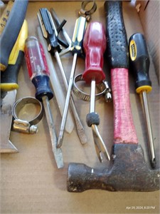 Hammer, Screwdrivers, Hose Clamps, Scrappers