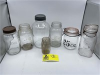 GROUP OF 6 GLASS JARS