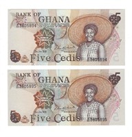 Ghana 5 Cedis 1972 REPLACEMENT x2 consecutive.RG7