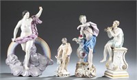 4 French & German, porcelain figurines.