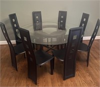 Glass Top table and 8 chairs