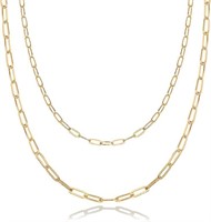 14k Gold-pl. Paperclip Layered Necklace