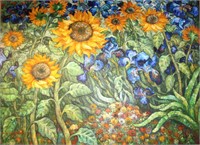Artist unknown, floral study - sunflowers &