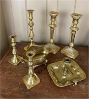 Group of Decorative  Brass Candlesticks