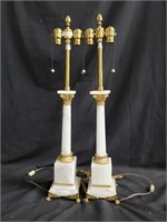 Pair of alabaster table lamps